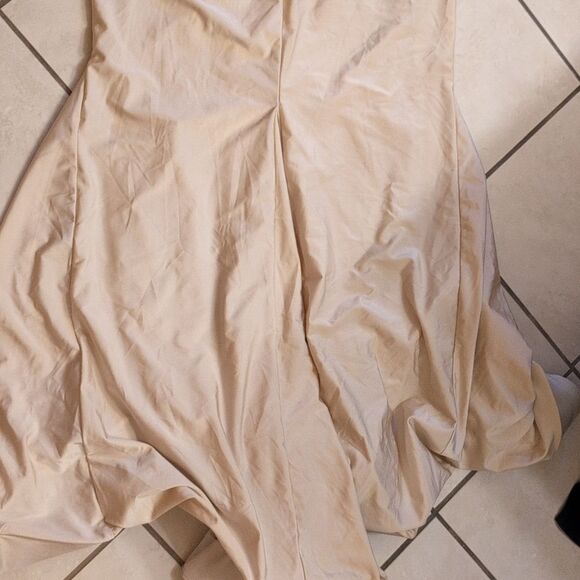 NWOT Cynthia & Sahar Long Sleeve Dress Champagne Ivory Stretch Satin Size XL - Picture 13 of 14